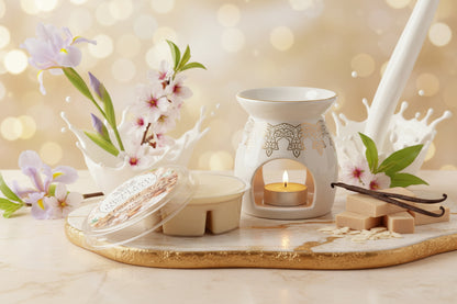 highland rose melts wax melt pot with lid removed