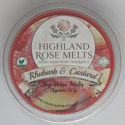 Container of Highland Rose Melts with a red label on a white background
